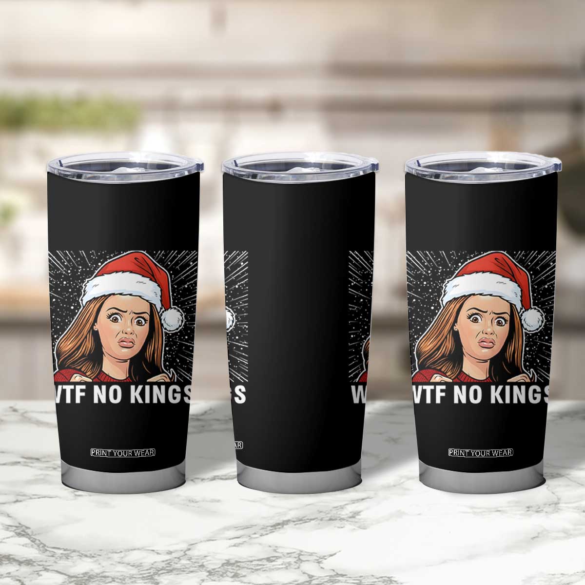 No Kings Tumbler Cup Funny Doll Face Meme Christmas TS14 Print Your Wear