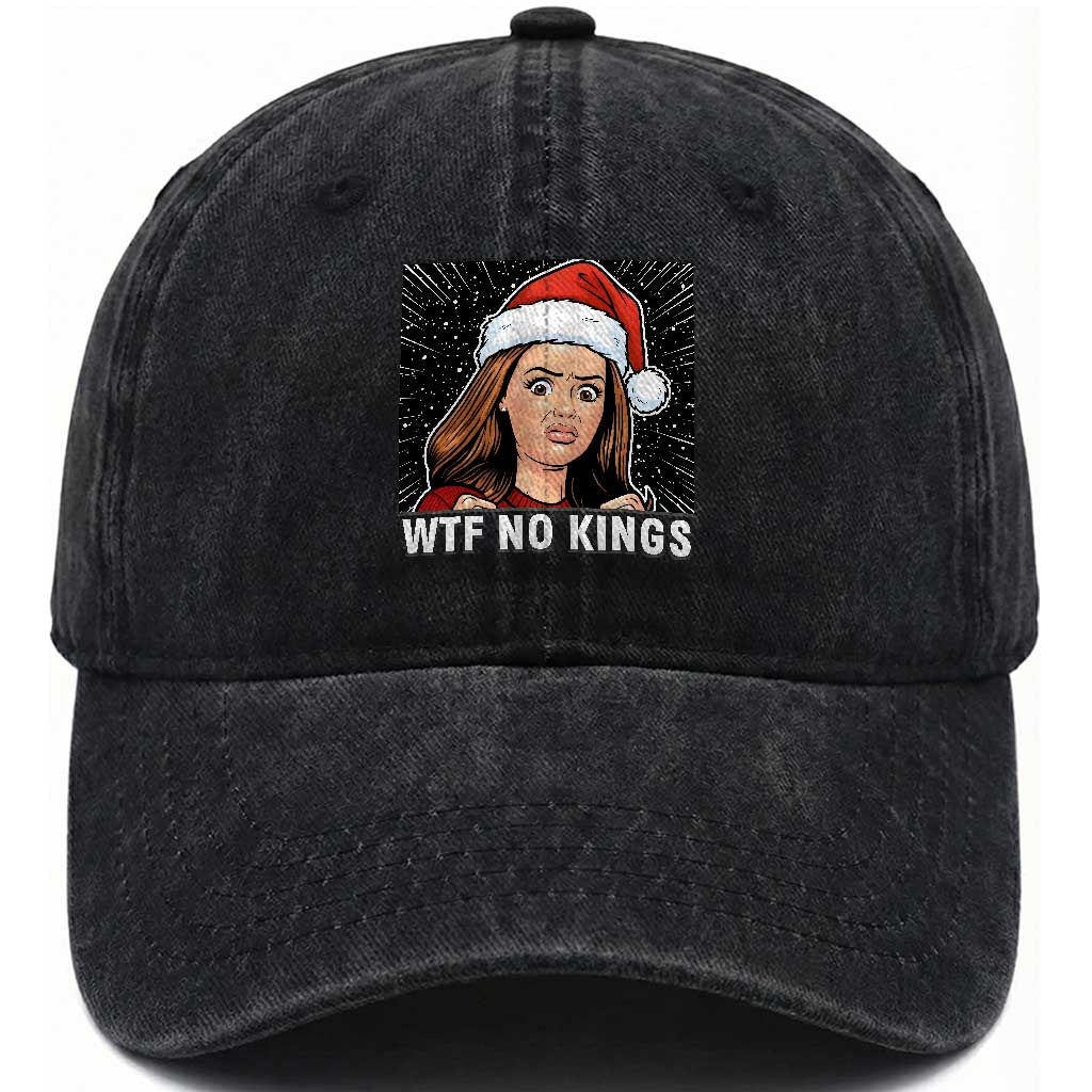 No Kings Washed Cotton Baseball Cap Funny Doll Face Meme Christmas TS14 Washed Cap Universal Fit Black Print Your Wear