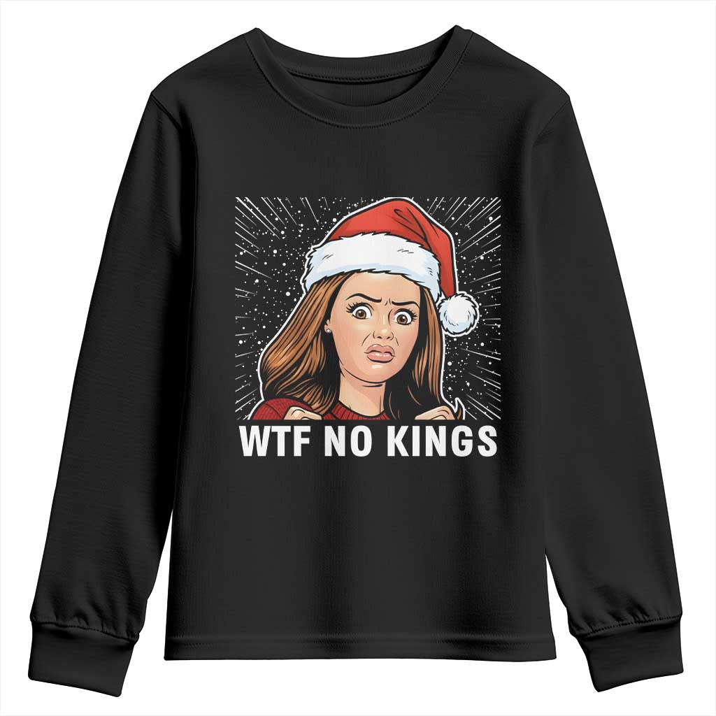 No Kings Youth Sweatshirt Funny Doll Face Meme Christmas TS14 Black Print Your Wear