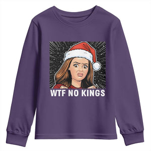 No Kings Youth Sweatshirt Funny Doll Face Meme Christmas TS14 Purple Print Your Wear