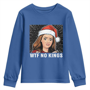 No Kings Youth Sweatshirt Funny Doll Face Meme Christmas TS14 Royal Blue Print Your Wear