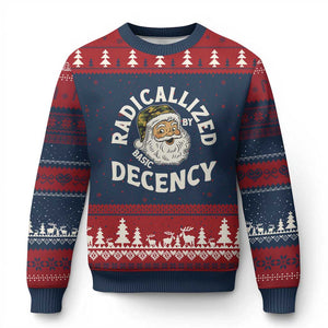Funny Santa Camo Xmas Ugly Christmas Sweater Radicalized By Basic Decency TS14 Navy Red Print Your Wear