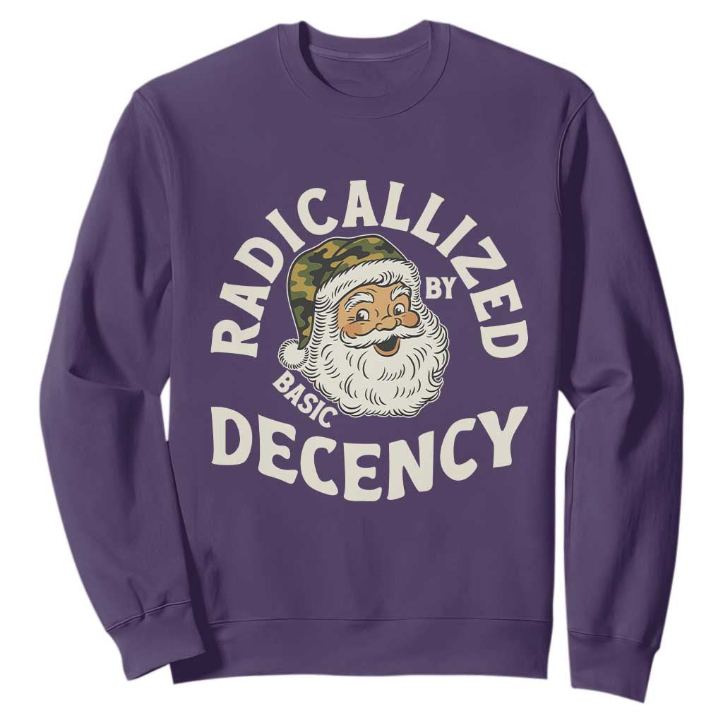 Funny Santa Camo Christmas Sweatshirt Radicalized By Basic Decency TS14 Purple Print Your Wear