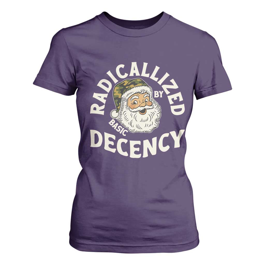Funny Santa Camo Christmas T Shirt For Women Radicalized By Basic Decency TS14 Purple Print Your Wear