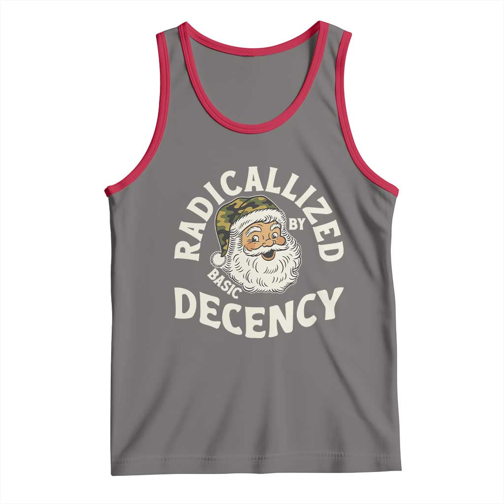 Funny Santa Camo Christmas Tank Top Radicalized By Basic Decency TS14 Deep Heather Red Print Your Wear