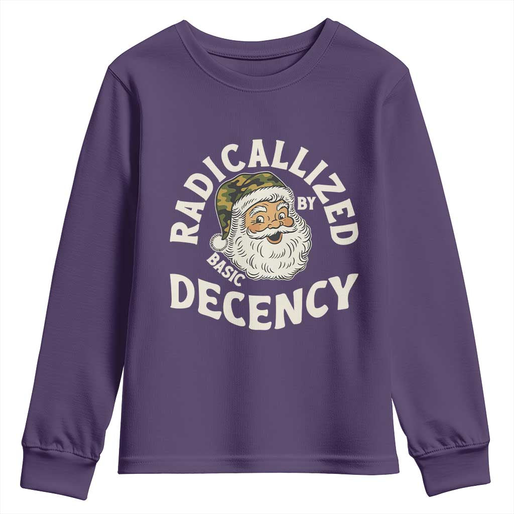 Funny Santa Camo Christmas Youth Sweatshirt Radicalized By Basic Decency TS14 Purple Print Your Wear