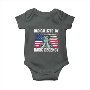 Statue of Liberty Patriotic Baby Onesie Radicalized By Basic Decency TS14 Dark Heather Print Your Wear