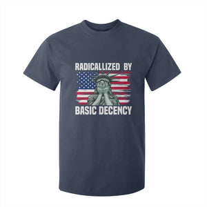 Statue of Liberty Patriotic T Shirt For Kid Radicalized By Basic Decency TS14 Navy Print Your Wear