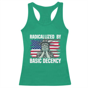 Statue of Liberty Patriotic Racerback Tank Top Radicalized By Basic Decency TS14 Irish Green Print Your Wear