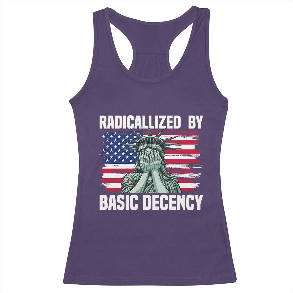 Statue of Liberty Patriotic Racerback Tank Top Radicalized By Basic Decency TS14 Purple Print Your Wear