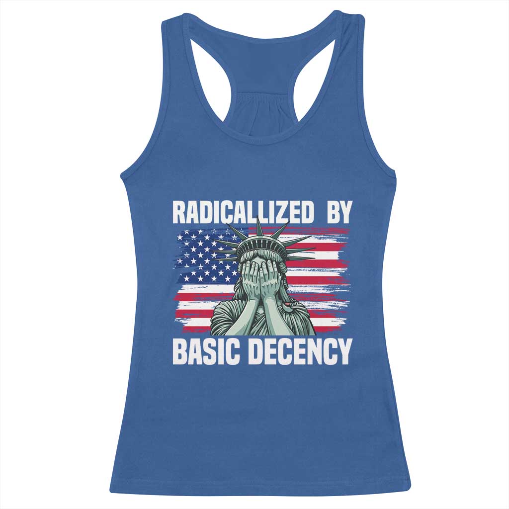 Statue of Liberty Patriotic Racerback Tank Top Radicalized By Basic Decency TS14 Royal Blue Print Your Wear