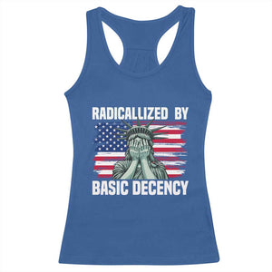 Statue of Liberty Patriotic Racerback Tank Top Radicalized By Basic Decency TS14 Royal Blue Print Your Wear