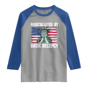 Statue of Liberty Patriotic Raglan Shirt Radicalized By Basic Decency TS14 Sport Gray Royal Print Your Wear