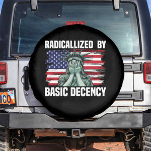 Statue of Liberty Patriotic Spare Tire Cover Radicalized By Basic Decency TS14 No hole Black Print Your Wear