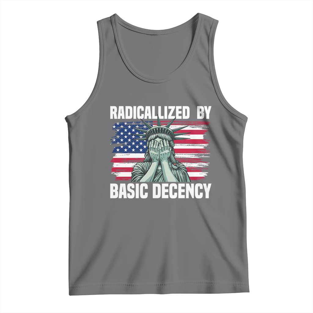 Statue of Liberty Patriotic Tank Top Radicalized By Basic Decency TS14 Black Heather Print Your Wear