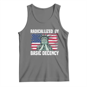 Statue of Liberty Patriotic Tank Top Radicalized By Basic Decency TS14 Black Heather Print Your Wear