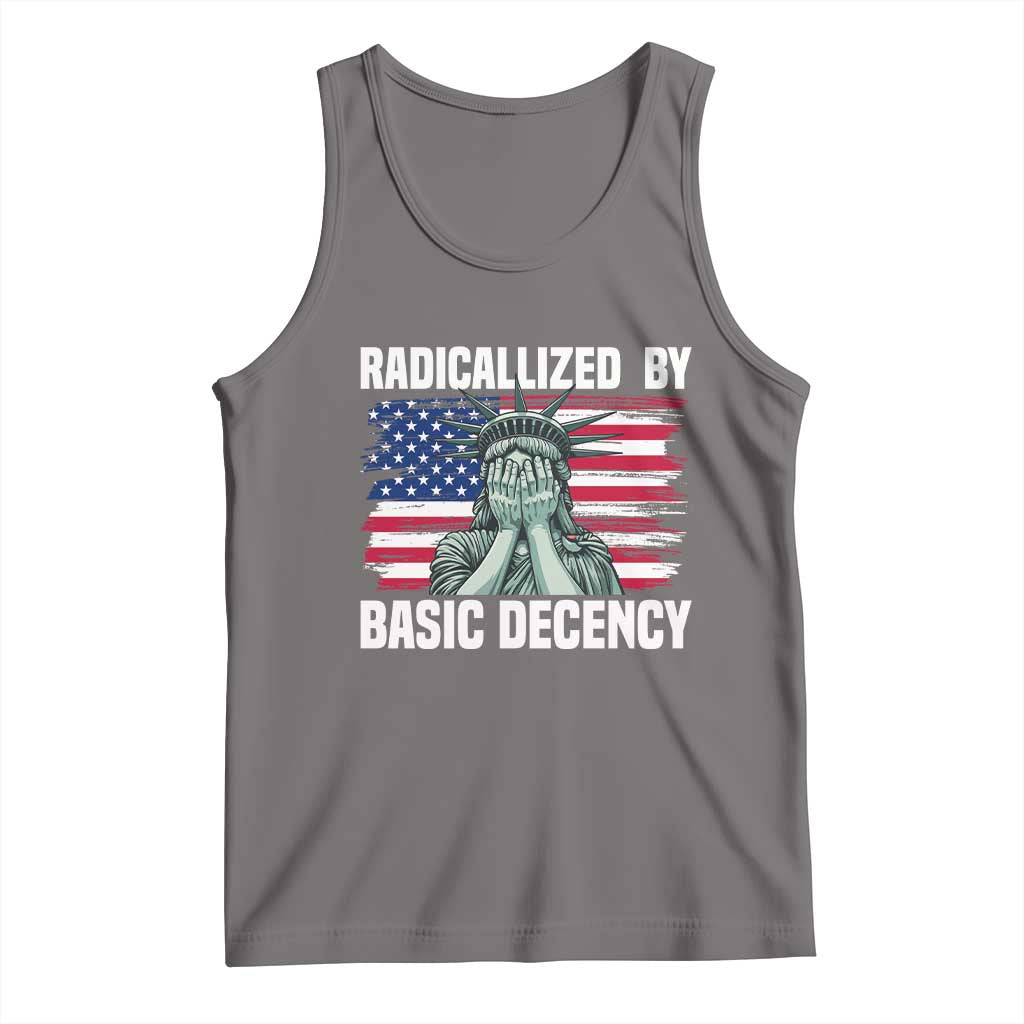 Statue of Liberty Patriotic Tank Top Radicalized By Basic Decency TS14 Deep Heather Print Your Wear