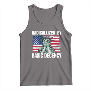 Statue of Liberty Patriotic Tank Top Radicalized By Basic Decency TS14 Deep Heather Print Your Wear