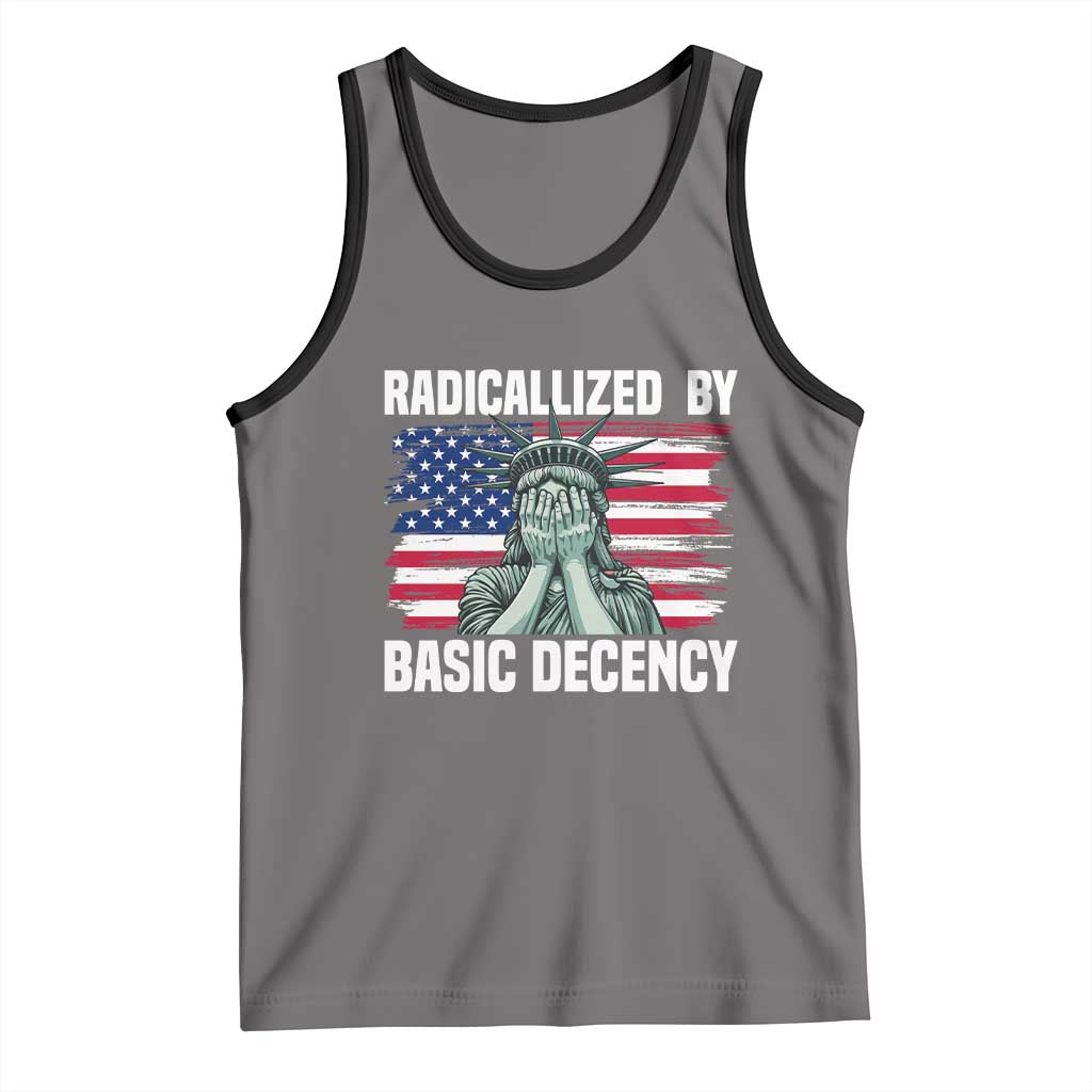 Statue of Liberty Patriotic Tank Top Radicalized By Basic Decency TS14 Deep Heather Black Print Your Wear