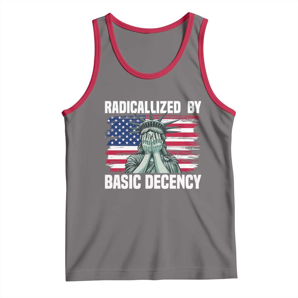 Statue of Liberty Patriotic Tank Top Radicalized By Basic Decency TS14 Deep Heather Red Print Your Wear