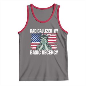 Statue of Liberty Patriotic Tank Top Radicalized By Basic Decency TS14 Deep Heather Red Print Your Wear