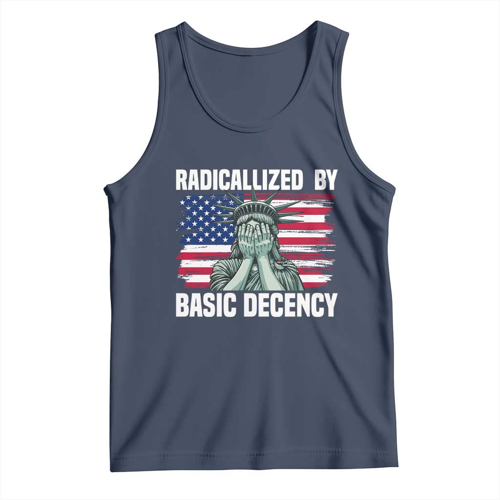 Statue of Liberty Patriotic Tank Top Radicalized By Basic Decency TS14 Navy Print Your Wear