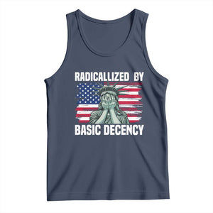 Statue of Liberty Patriotic Tank Top Radicalized By Basic Decency TS14 Navy Print Your Wear
