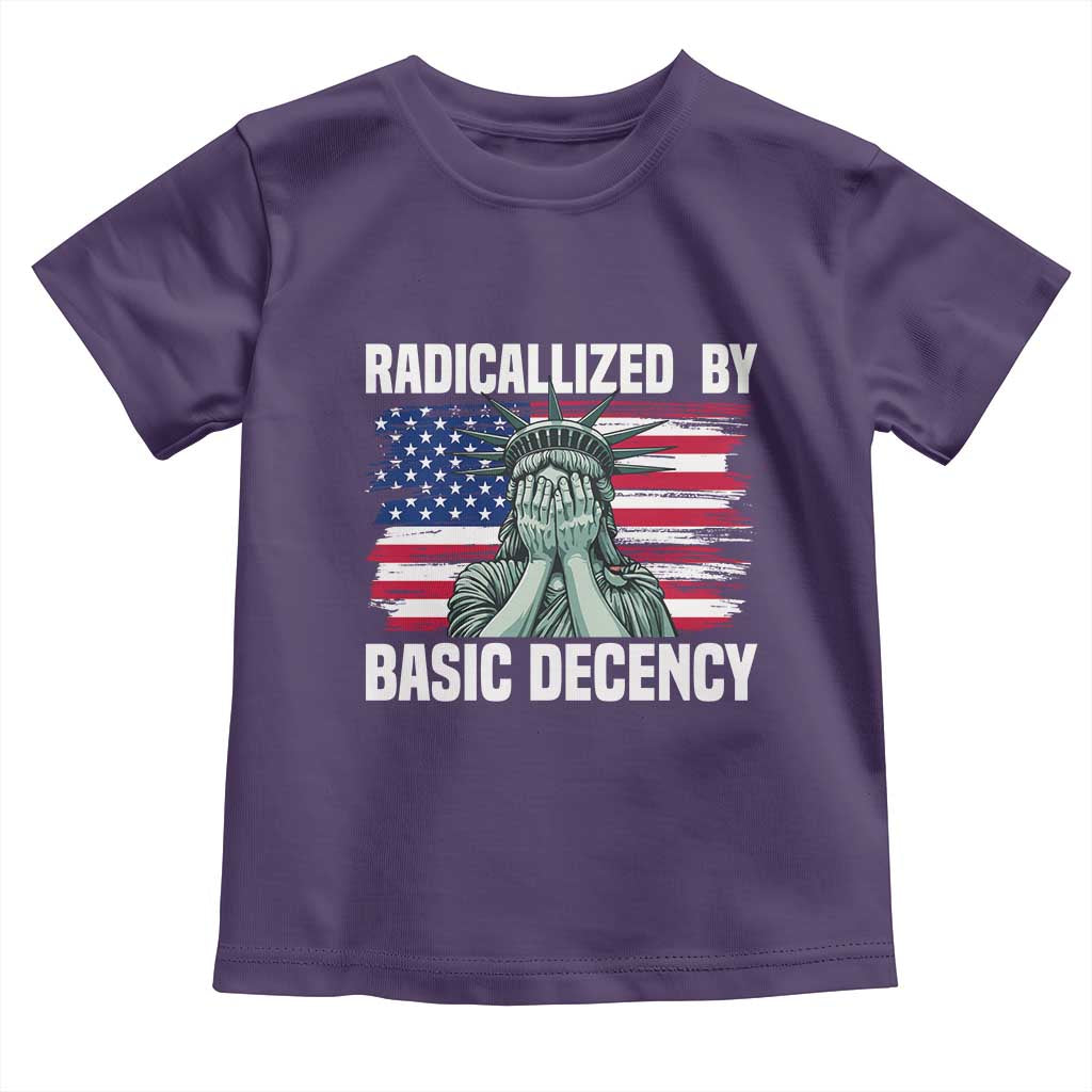 Statue of Liberty Patriotic Toddler T Shirt Radicalized By Basic Decency TS14 Purple Print Your Wear