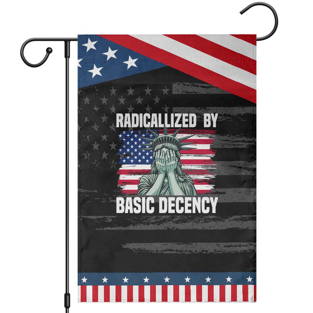 Statue of Liberty Patriotic Garden Flag Radicalized By Basic Decency TS14 Distressed Black Blue Print Your Wear