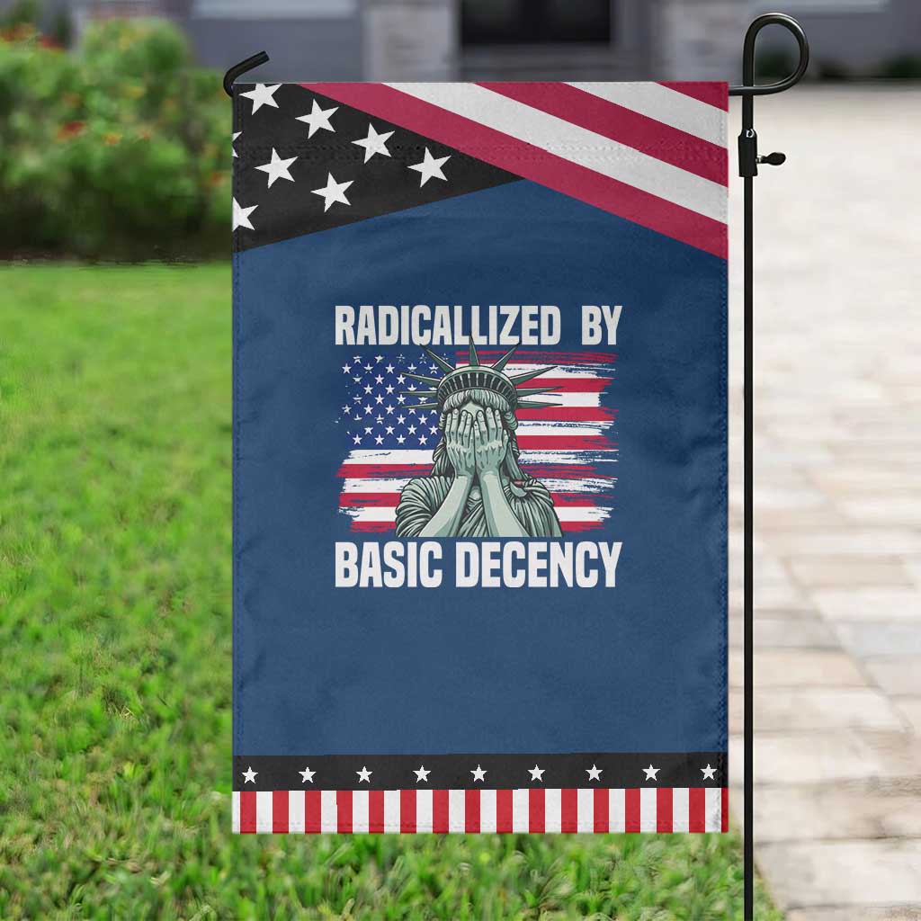 Statue of Liberty Patriotic Garden Flag Radicalized By Basic Decency TS14 Classic Blue Black Print Your Wear