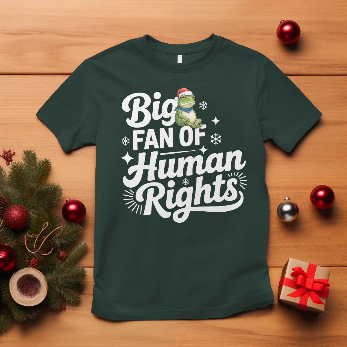 Resist Frog Christmas T Shirt Big Fan Of Human Rights Political Meme TS14 Dark Forest Green Print Your Wear