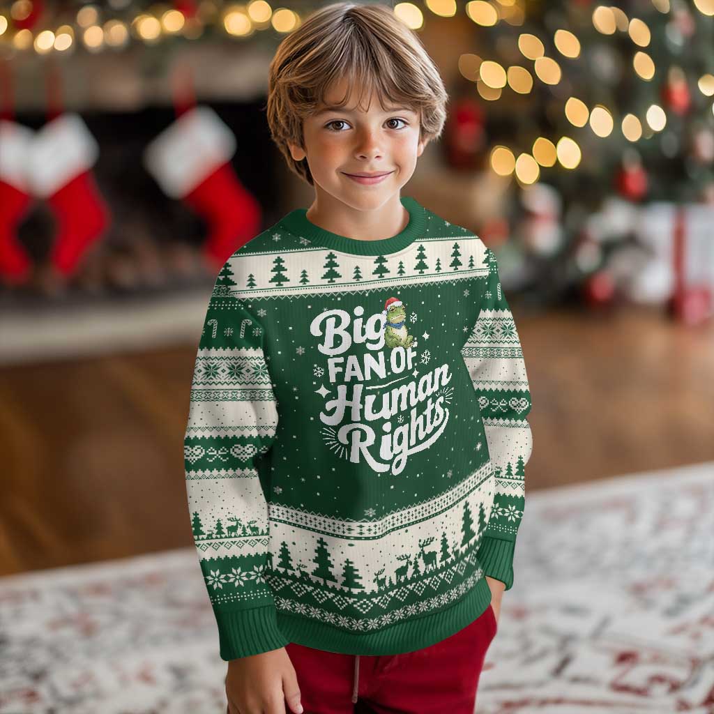 Resist Frog Xmas Ugly Christmas Sweater Big Fan Of Human Rights Political Meme TS14 Forest Green Beige Print Your Wear