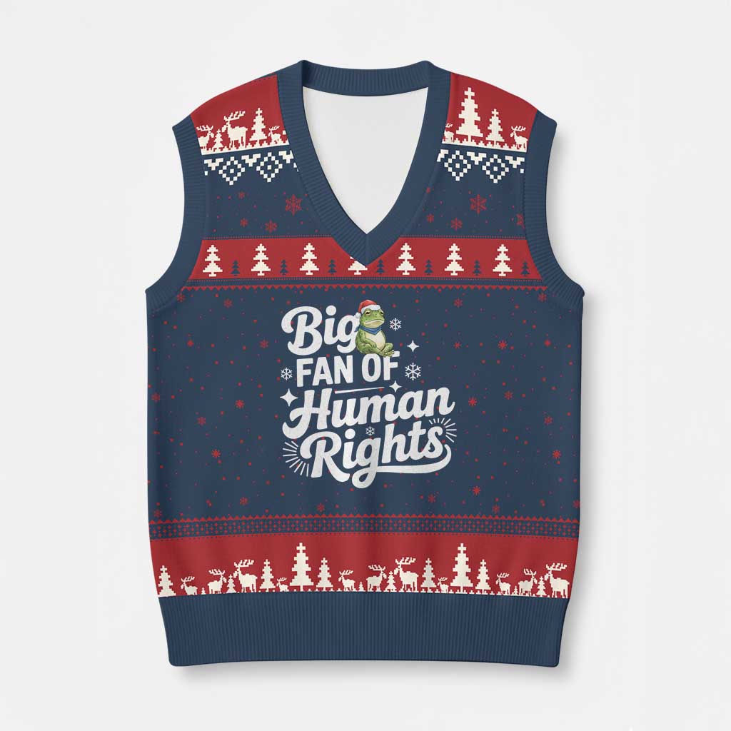 Resist Frog Xmas V-Neck Knit Sweater Vest Big Fan Of Human Rights Political Meme TS14 Navy Red Print Your Wear