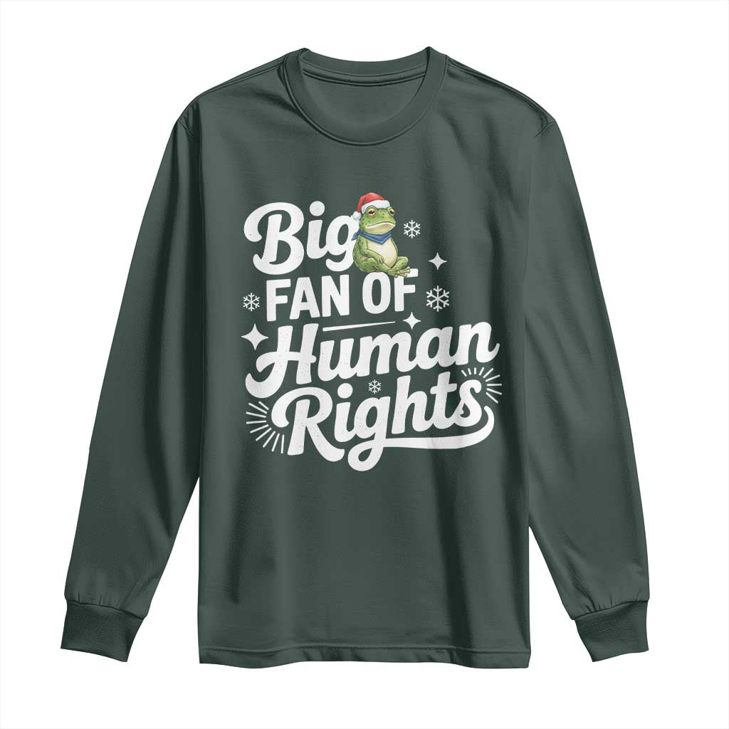 Resist Frog Christmas Long Sleeve Shirt Big Fan Of Human Rights Political Meme TS14 Dark Forest Green Print Your Wear