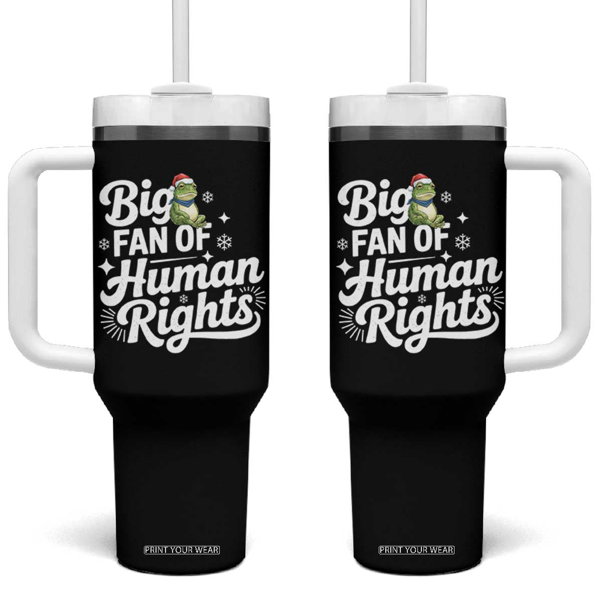 Resist Frog Christmas Tumbler With Handle Big Fan Of Human Rights Political Meme TS14 One Size: 40 oz Black Print Your Wear