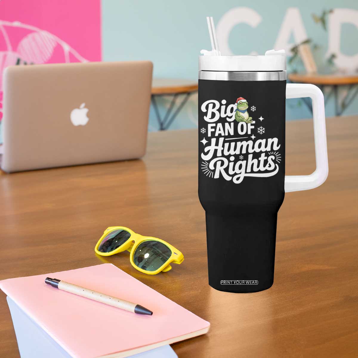 Resist Frog Christmas Tumbler With Handle Big Fan Of Human Rights Political Meme TS14 Print Your Wear