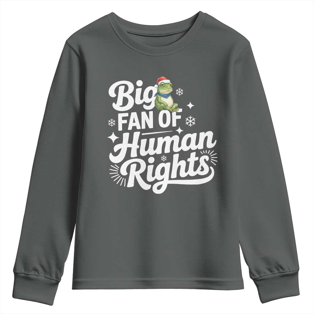 Resist Frog Christmas Youth Sweatshirt Big Fan Of Human Rights Political Meme TS14 Dark Heather Print Your Wear