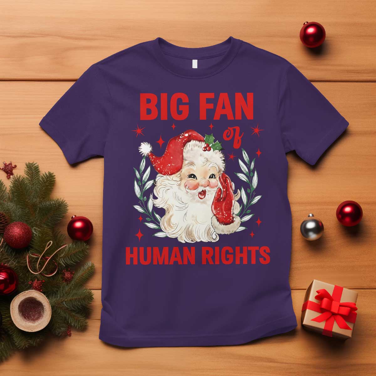 Funny Santa Christmas T Shirt Big Fan Of Human Rights TS14 Purple Print Your Wear