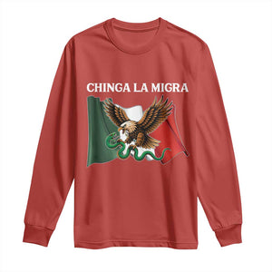 Immigration Rights Protest Long Sleeve Shirt Chinga La Migra Anti Fascism TS14 Red Print Your Wear