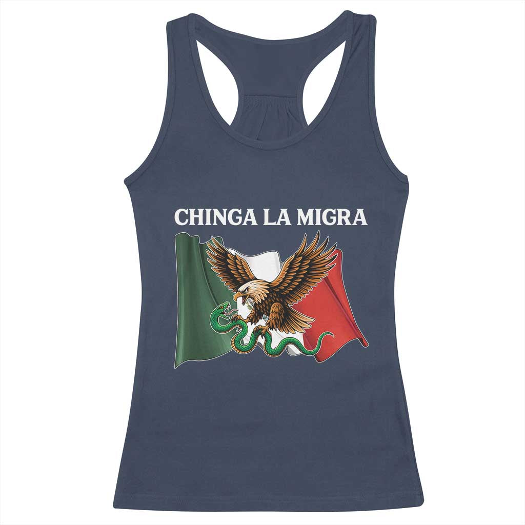 Immigration Rights Protest Racerback Tank Top Chinga La Migra Anti Fascism TS14 Navy Print Your Wear