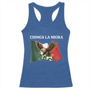 Immigration Rights Protest Racerback Tank Top Chinga La Migra Anti Fascism TS14 Royal Blue Print Your Wear
