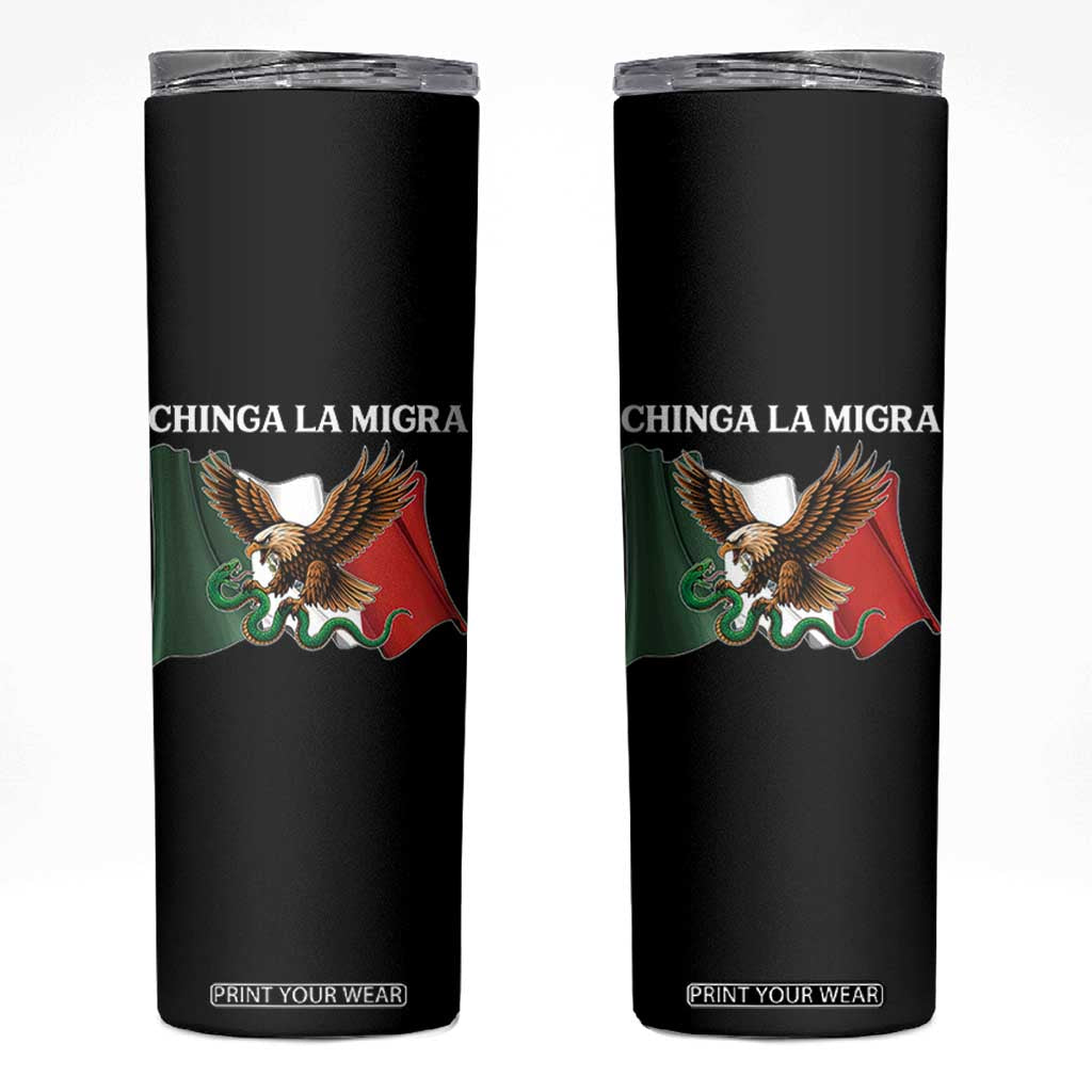 Immigration Rights Protest Skinny Tumbler Chinga La Migra Anti Fascism TS14 Black Print Your Wear