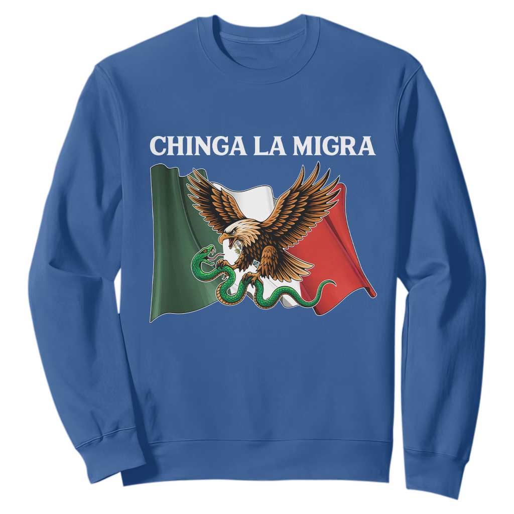 Immigration Rights Protest Sweatshirt Chinga La Migra Anti Fascism TS14 Royal Blue Print Your Wear