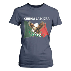 Immigration Rights Protest T Shirt For Women Chinga La Migra Anti Fascism TS14 Navy Print Your Wear
