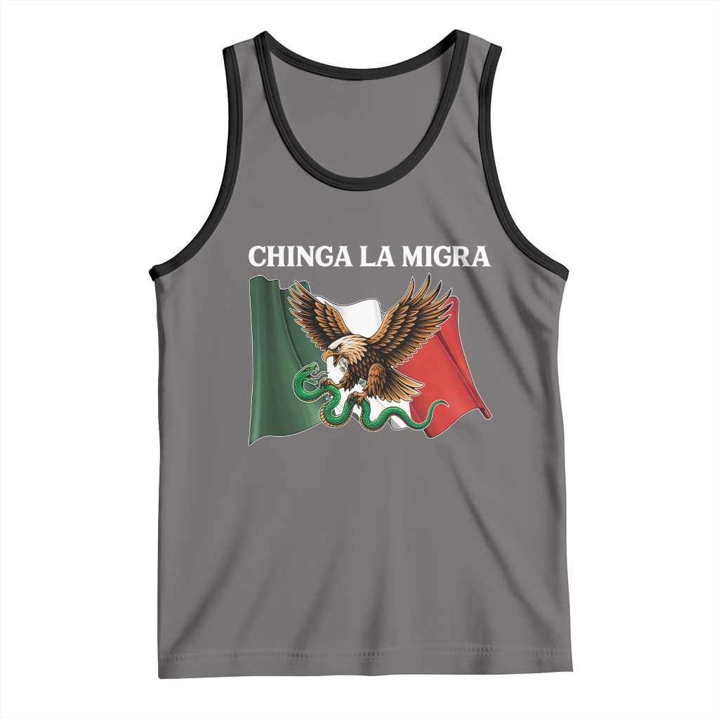 Immigration Rights Protest Tank Top Chinga La Migra Anti Fascism TS14 Deep Heather Black Print Your Wear