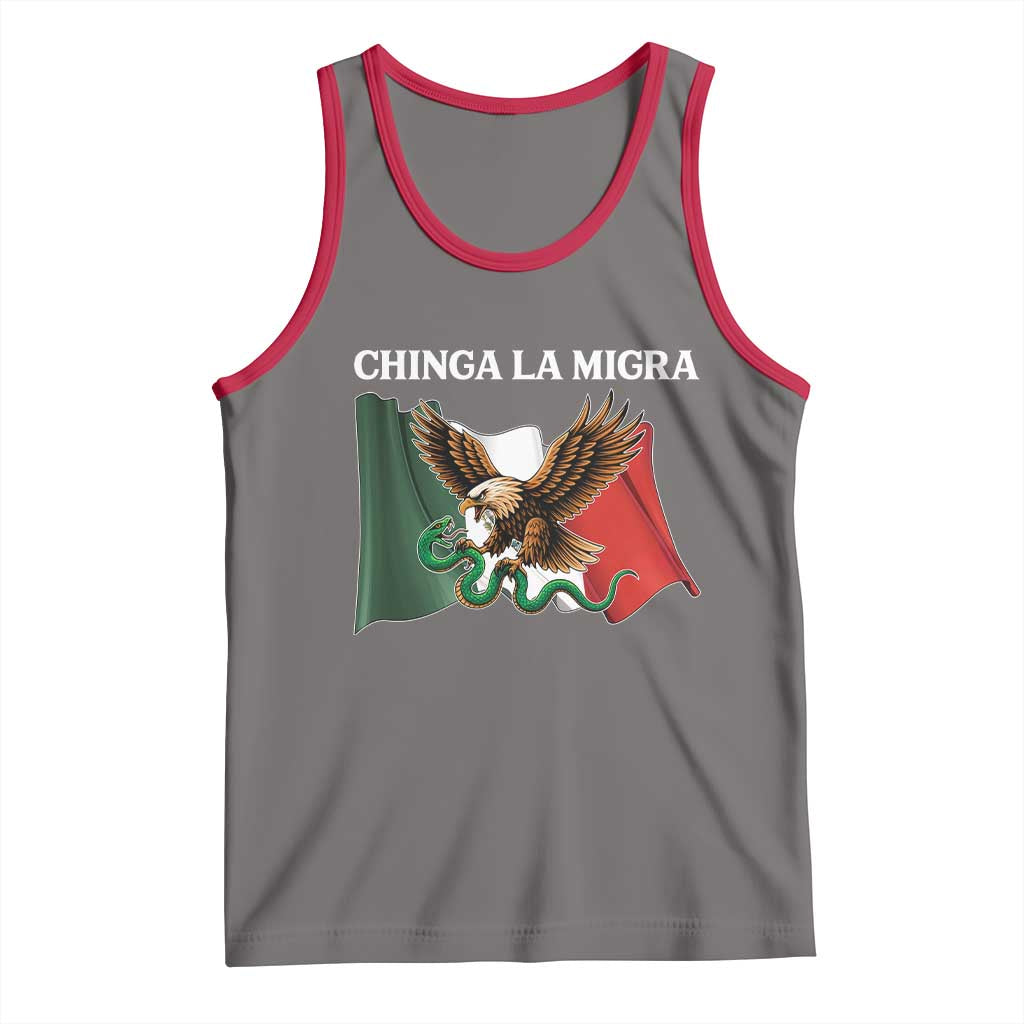 Immigration Rights Protest Tank Top Chinga La Migra Anti Fascism TS14 Deep Heather Red Print Your Wear