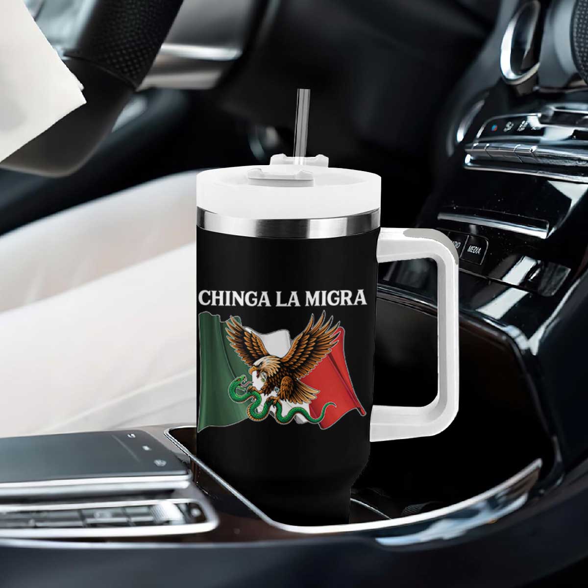 Immigration Rights Protest Tumbler With Handle Chinga La Migra Anti Fascism TS14 Print Your Wear