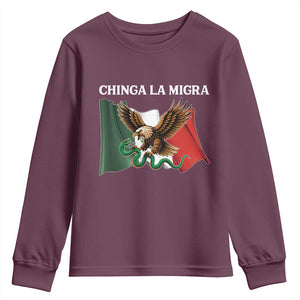 Immigration Rights Protest Youth Sweatshirt Chinga La Migra Anti Fascism TS14 Maroon Print Your Wear