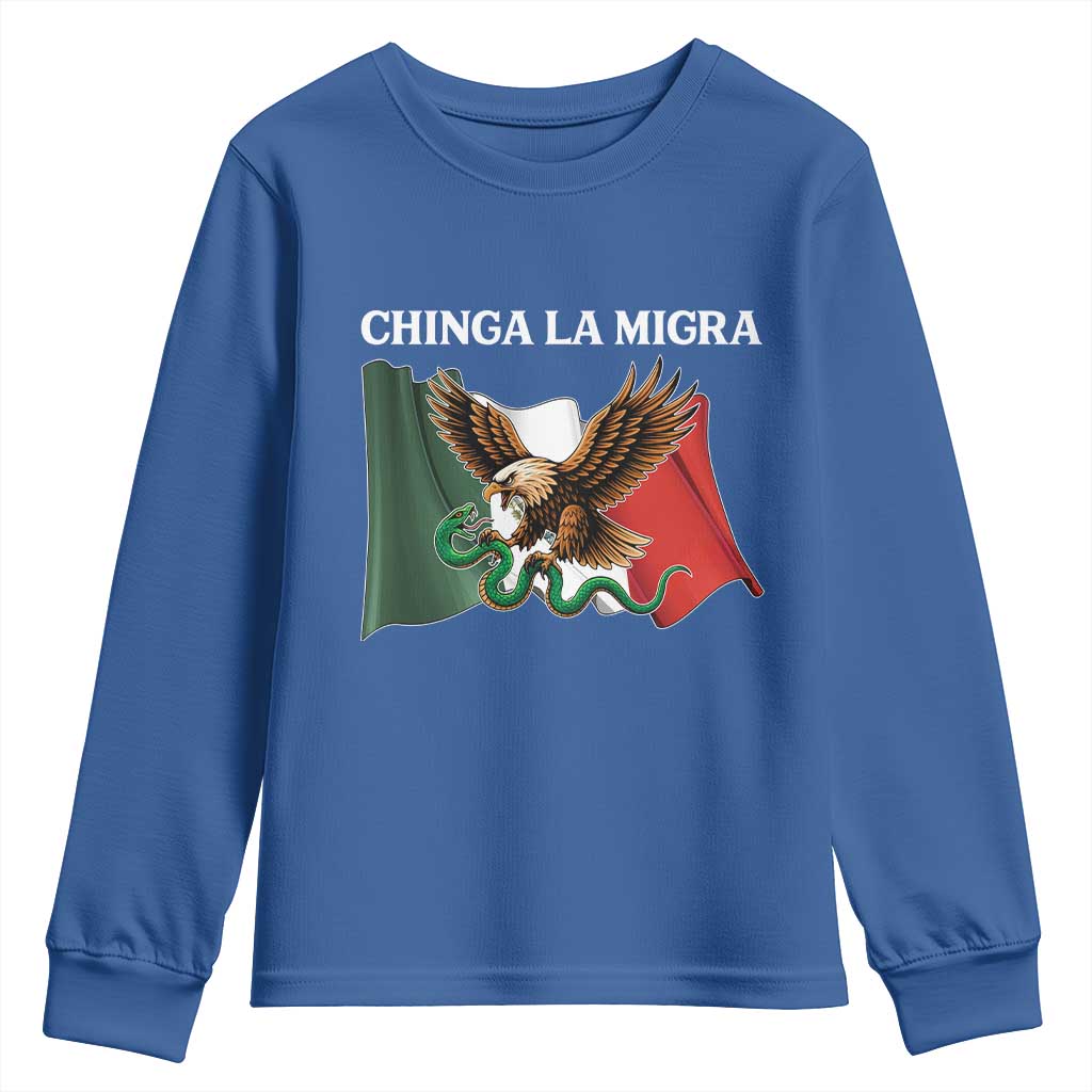 Immigration Rights Protest Youth Sweatshirt Chinga La Migra Anti Fascism TS14 Royal Blue Print Your Wear