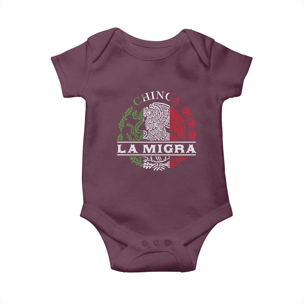 Chinga La Migra Baby Onesie Immigration Rights Anti Fascism Protest TS14 Maroon Print Your Wear